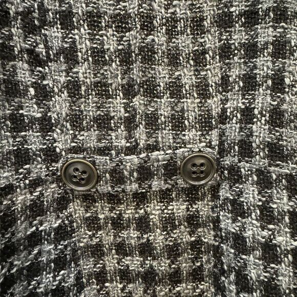 BKE Buckle Peacoat Jacket Womens Medium Black‎ White Houndstooth Double Breasted - Picture 8 of 11